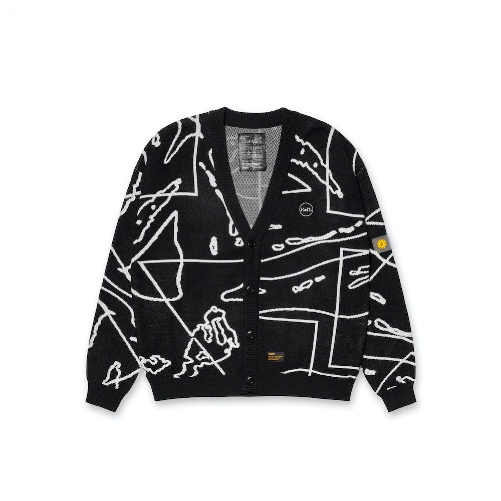 image of Dope Cardigan Knitwear Y2K Graphic Unique Design in Black, Men's (Size XL)