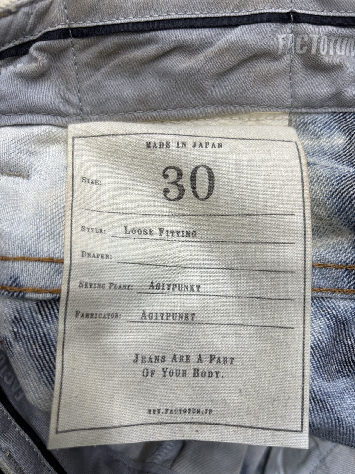 FACTOTUM Vtg FACTOTUM AGITPUNKT KojiUdo Rock&Roll Style Denim F677 Size US 32 / EU 48 - 19 Thumbnail