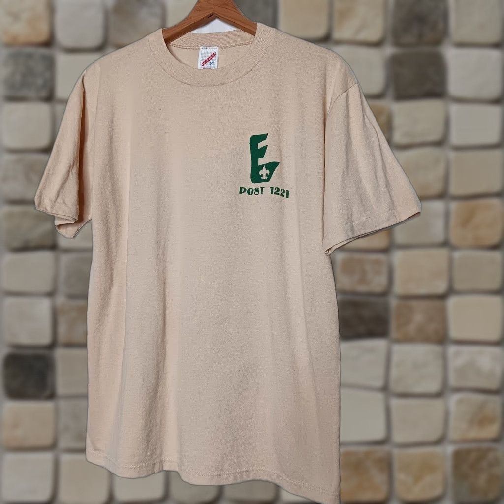 Jerzees VINTAGE Jerzees Eagle Boy Scout Shirt Troop 1221 Tan USA L Short Sleeve Crew Neck Single Stitch Men Size US L / EU 52-54 / 3 - 1 Thumbnail