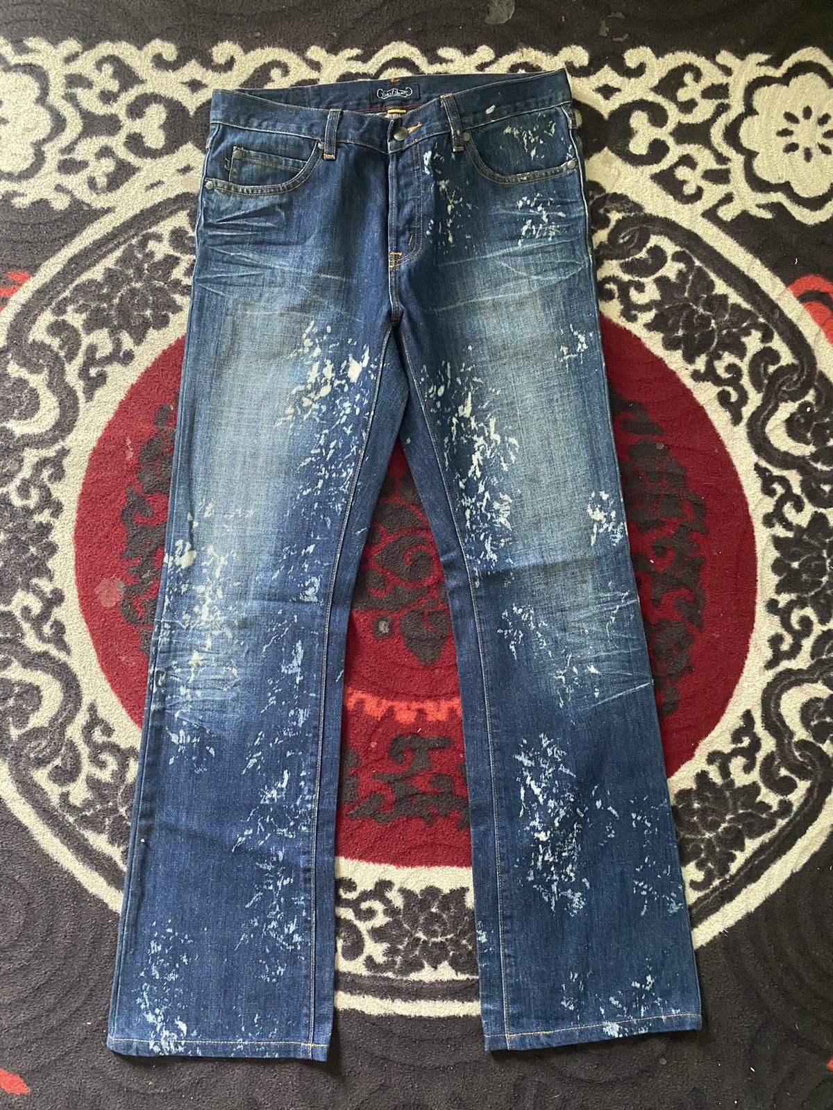 Image of Vintage Earl Jeans Painted Effect Flare Bottom in Blue, Women's (Size 31)