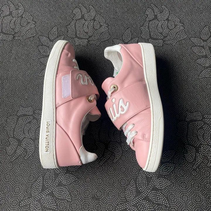Louis Vuitton Louis Vuitton Pink Logo Velcro Sneakers for Women -2508 Size US 5 / IT 35 - 6 Thumbnail