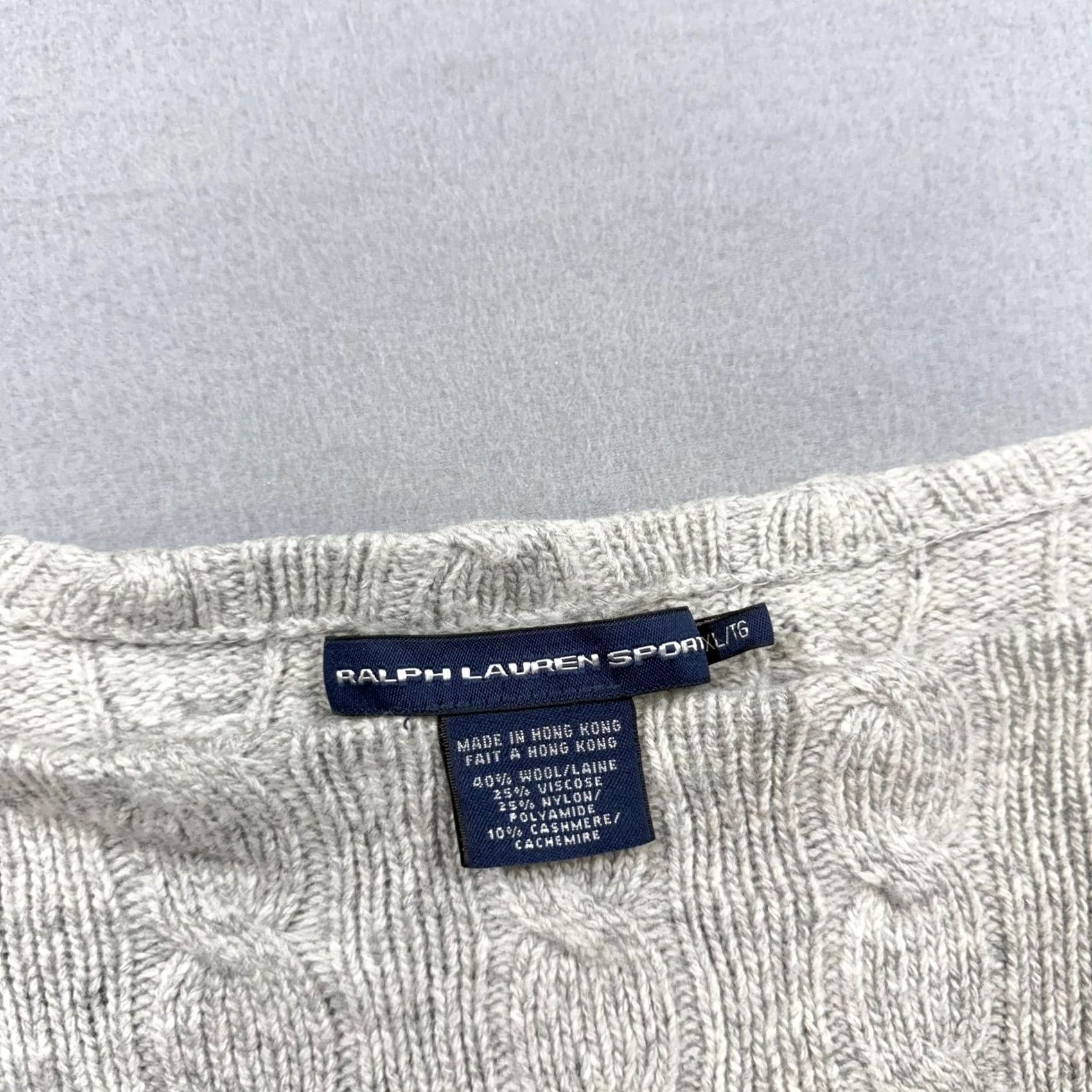 Polo Ralph Lauren Ralph Lauren Sport Sweater Womens Large Gray Cable Knit Boat Neck Pullover Size L / US 10 / IT 46 - 3 Thumbnail