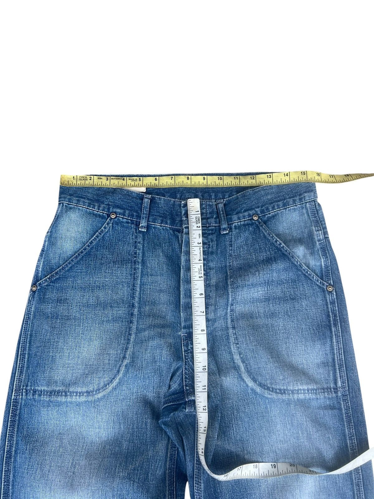 Blue Blue Japan Loose Flare Inpaichthys Kerri Japan Fade Denim Work Jeans Size US 30 / EU 46 - 2 Thumbnail