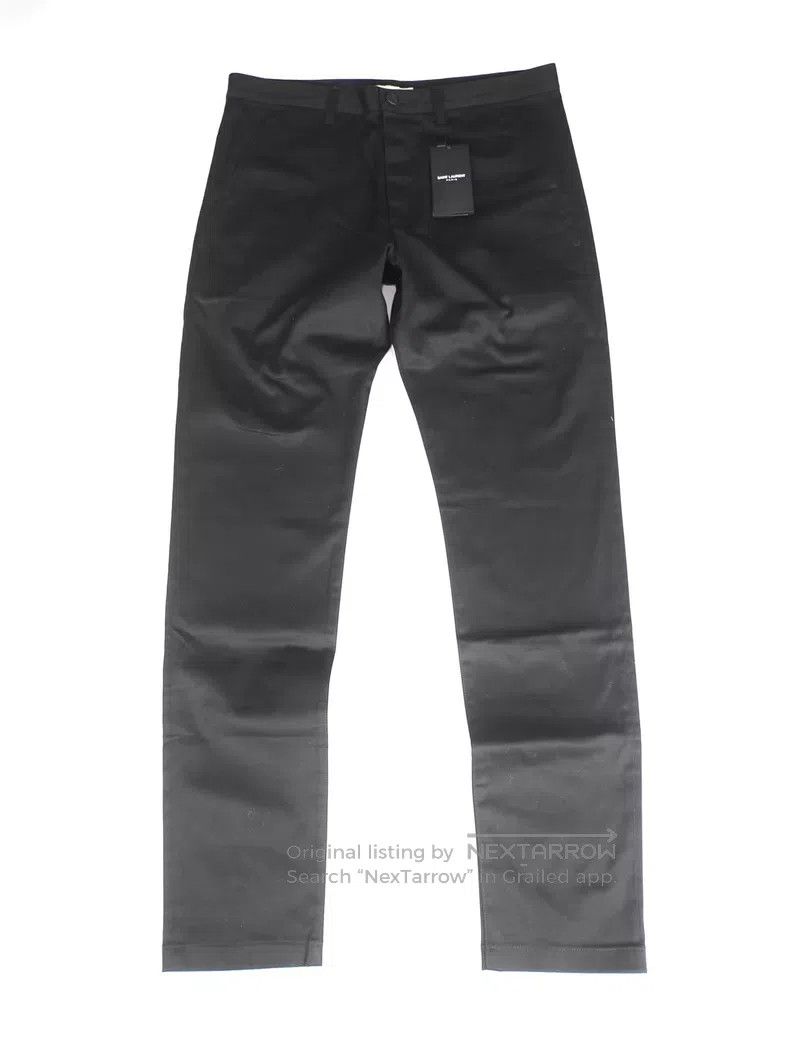Saint Laurent Paris Saint Laurent Paris Black Slim Fit Cotton Pants Size US 33 - 1 Thumbnail