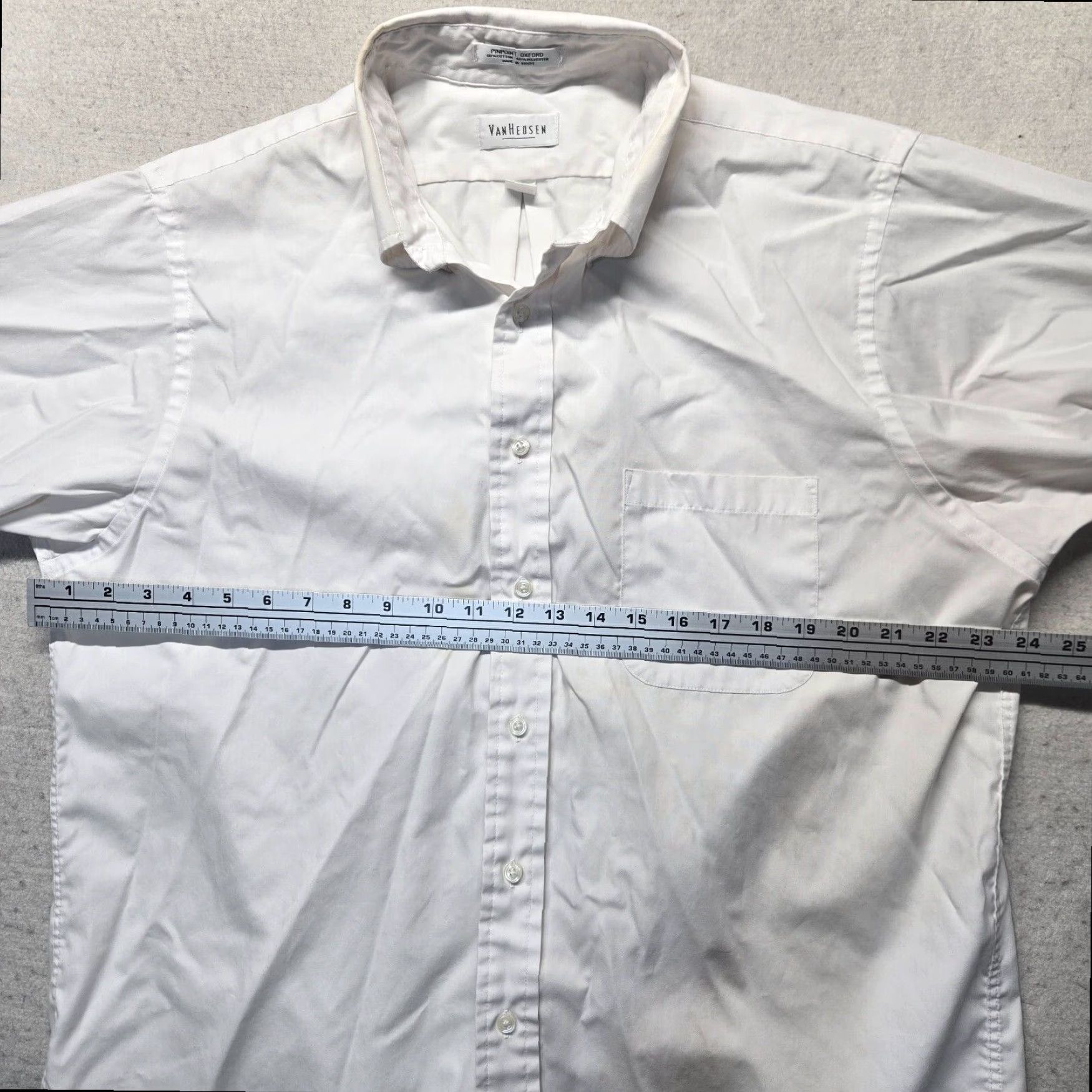 Van Heusen Van Heusen Button Up Short Sleeve White Cotton Shirt Men's XL Size US XL / EU 56 / 4 - 4 Thumbnail