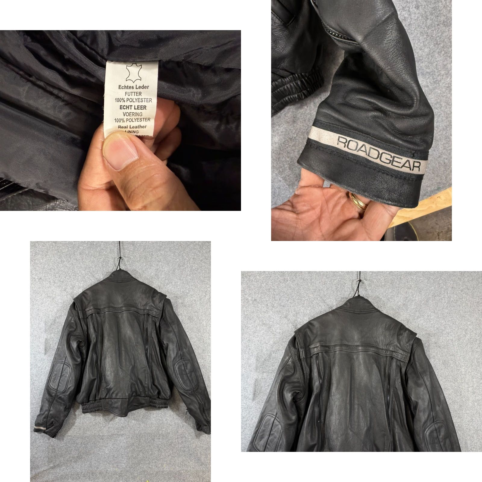 Vintage RoadGear Motorcycle Jacket Mens 52 Black Leather Thinsulate Lined Biker Riding Size US L / EU 52-54 / 3 - 8 Thumbnail