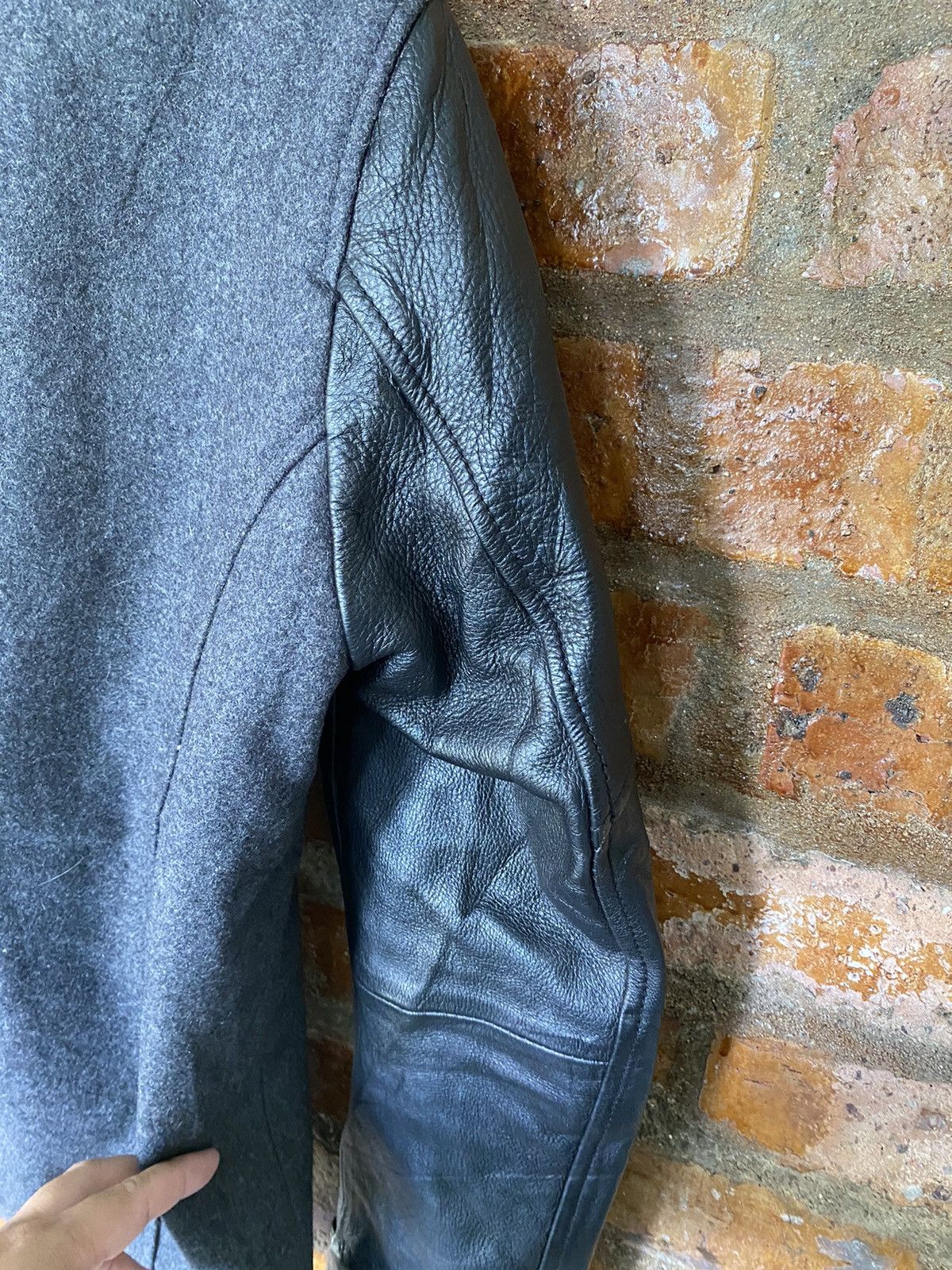 Tete Homme 🔥2000s Tete Homme Leather sleeve varsity wool jacket Size US L / EU 52-54 / 3 - 15 Thumbnail