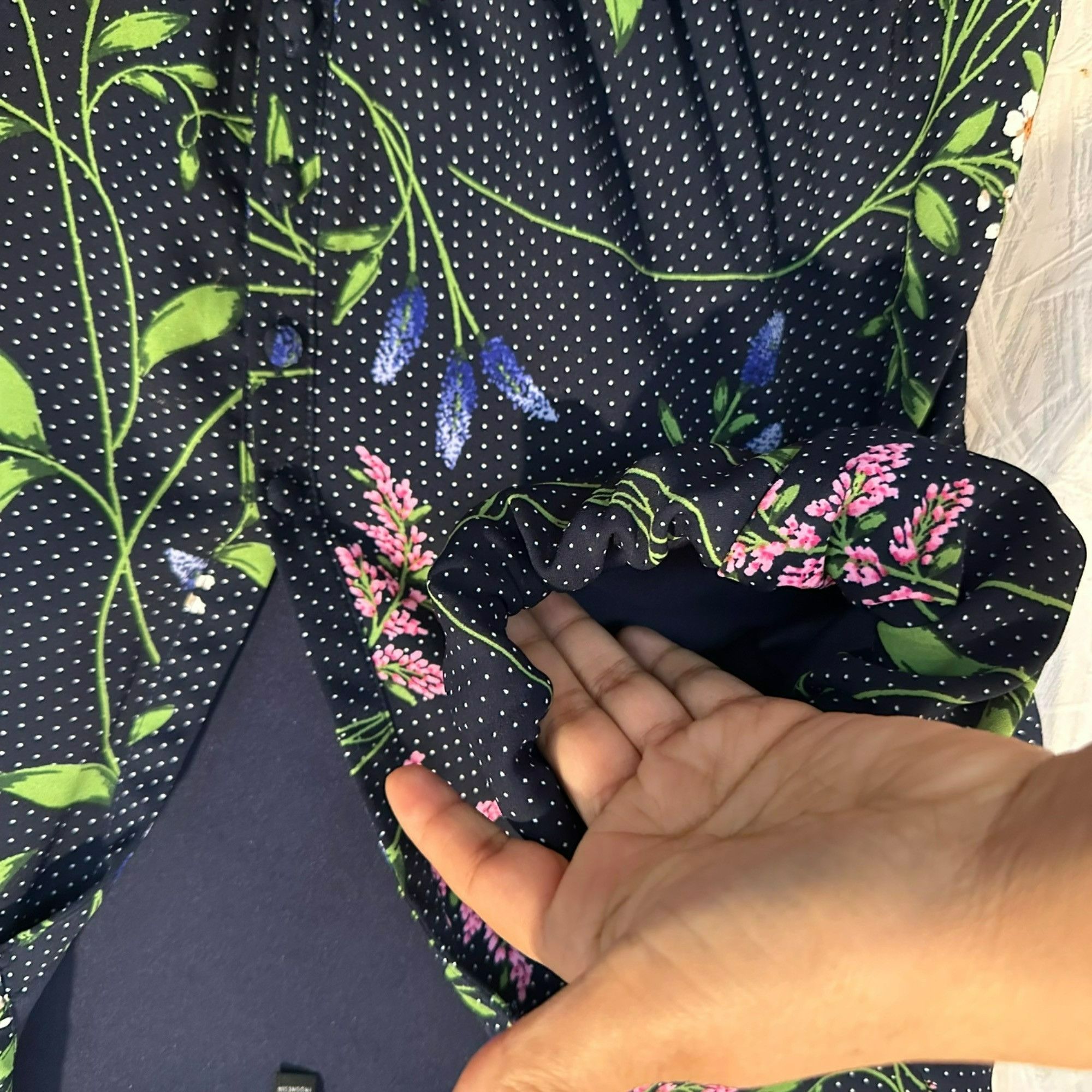 Other ✨Kensie Women's Sz 6 Navy Floral Pocketed Flounce Pouf Sleev Size M / US 6-8 / IT 42-44 - 6 Thumbnail