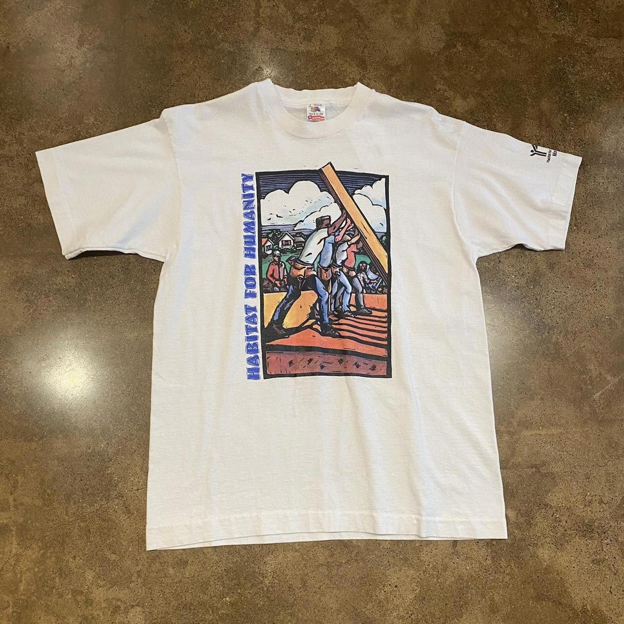 Fruit Of The Loom Fruit of the Loom Men's White and Blue Tshirt Size US L / EU 52-54 / 3 - 2 Thumbnail