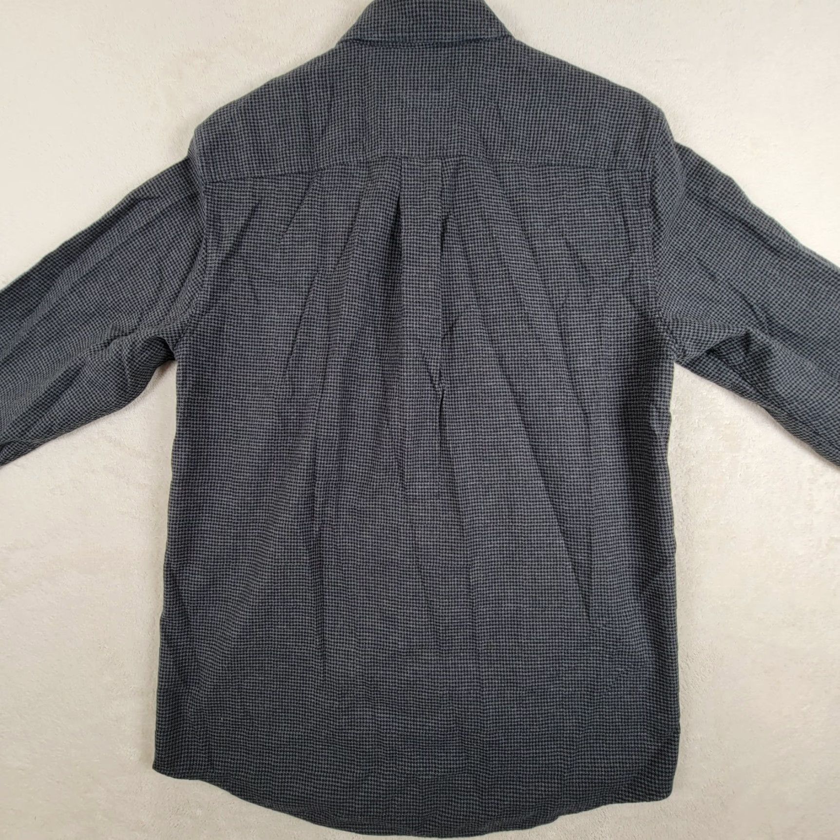 Vintage LL Bean Men's S Heavy Houndstooth Button Down Shirt Gray/Blk Long Sleeve Cotton Size US S / EU 44-46 / 1 - 4 Thumbnail