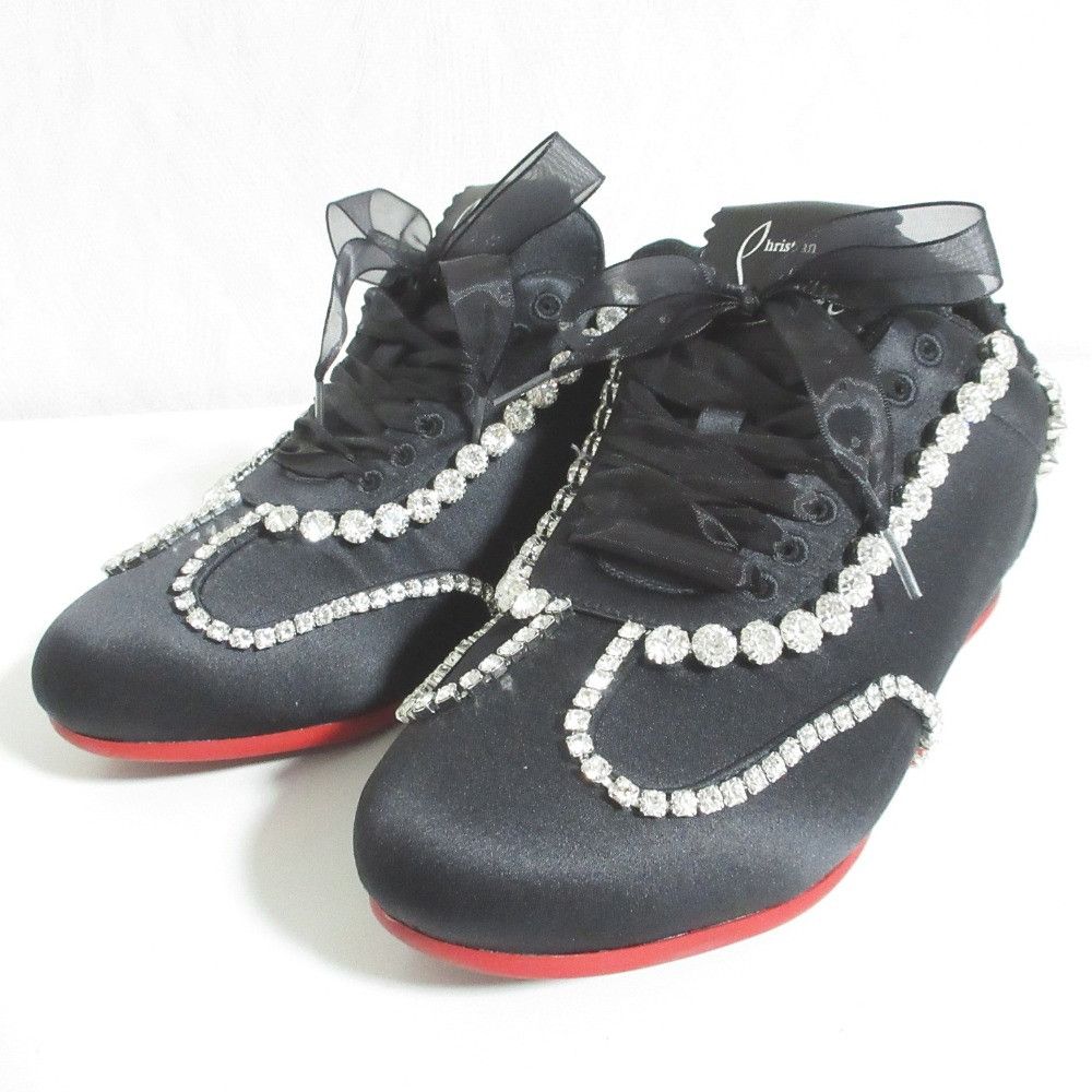 Christian Louboutin Christian Louboutin Christian Louboutin Eleonora Strass Satin Sneakers Textile Shoes DUTY FREE for USA Size ONE SIZE - 1 Thumbnail