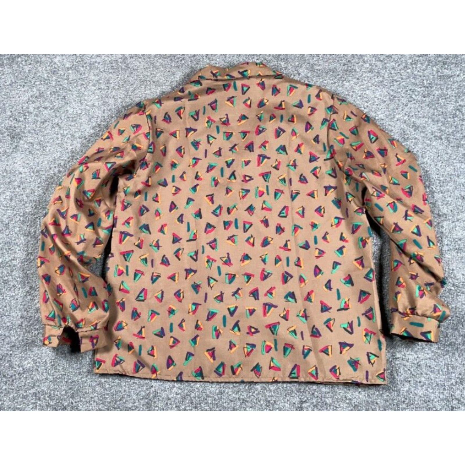Vintage VINTAGE Donnkenny Shirt Geometric Pattern Camp Collar Women's 14 Brown USA Made Size XL / US 12-14 / IT 48-50 - 2 Thumbnail