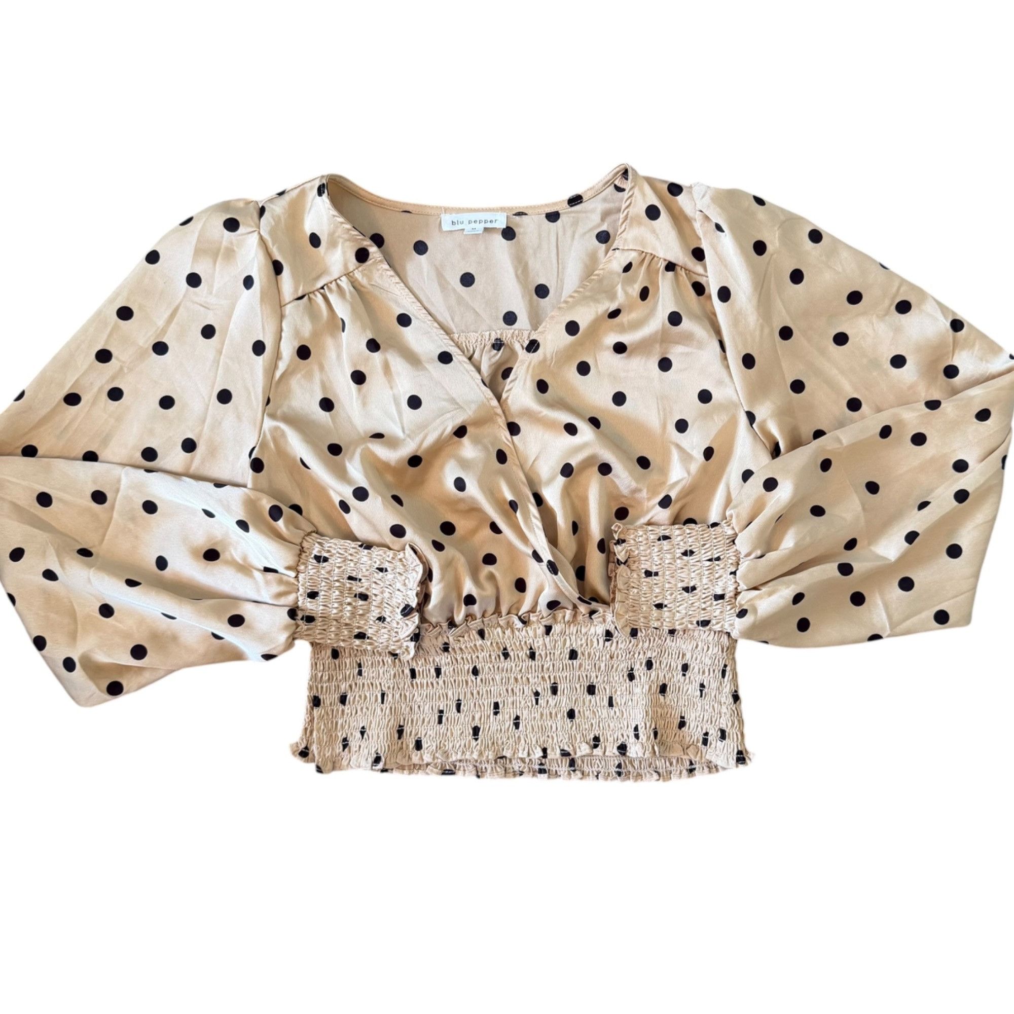 Other Blu Pepper Polka Dot Wide Smocked Waist Cropped Blouse M Size M / US 6-8 / IT 42-44 - 1 Thumbnail