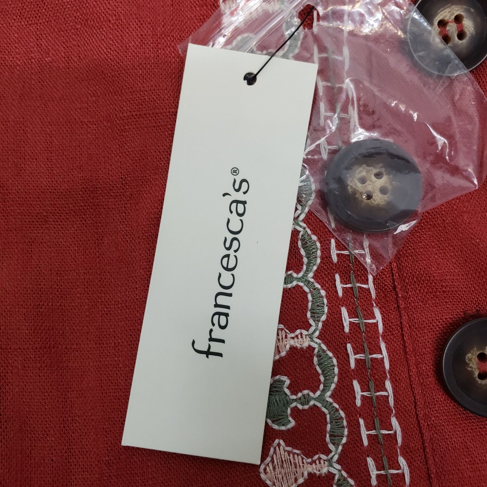 Other FRANCESCA'S Buttoned Embroidered Mini Skirt Lined L Floral Size 33" - 8 Thumbnail