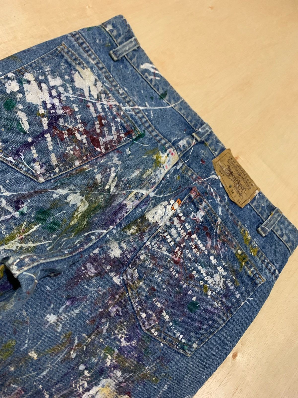 Levi's × Levi's Vintage Clothing × Vintage Vintage Levis Orange Tab Painted Denim Jeans Size US 34 / EU 50 - 5 Thumbnail
