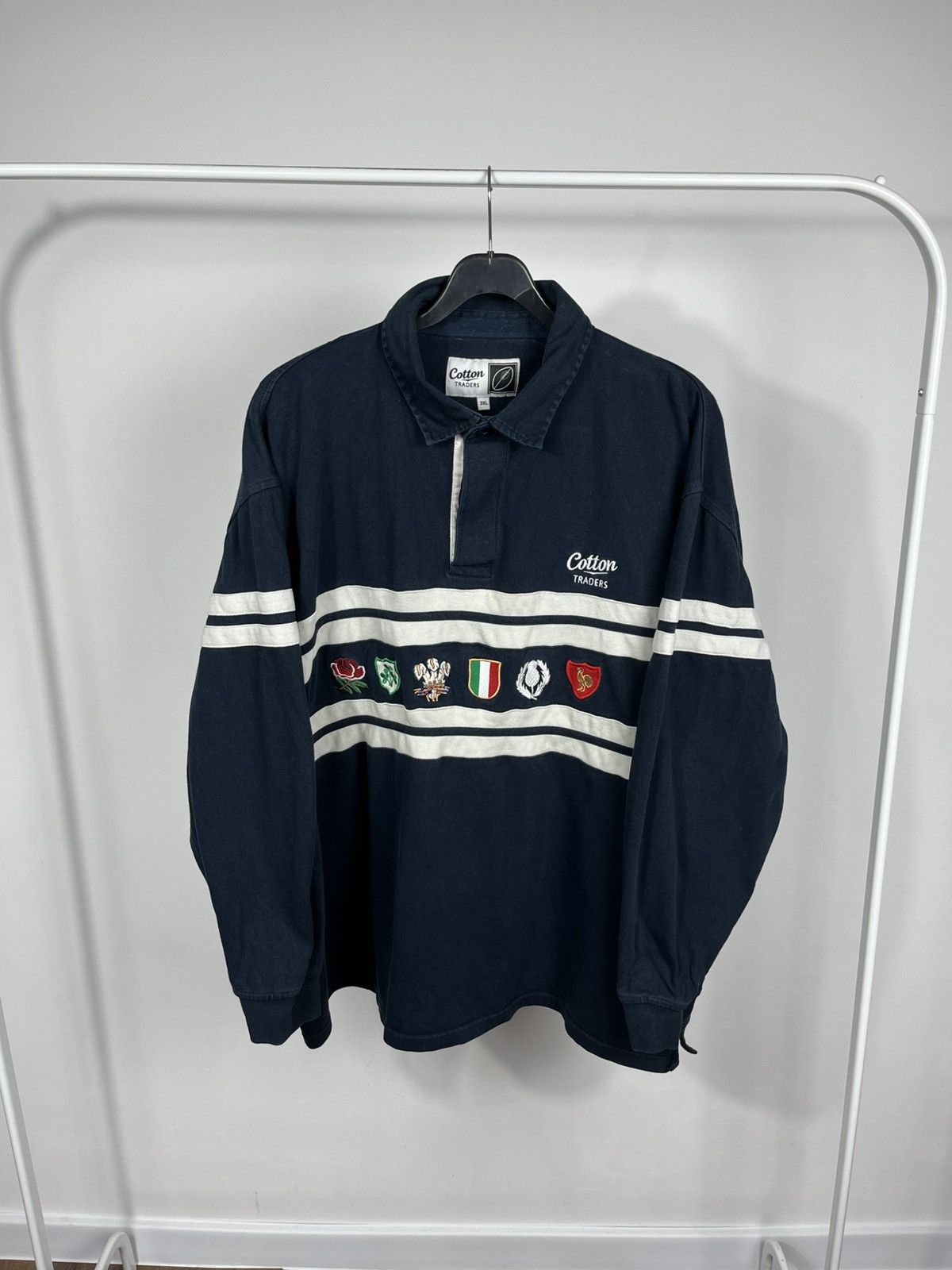 Cotton Traders Cotton Traders Rugby Shirt Navy Flags Long Sleeve Polo 3XL Size US XXL / EU 58 / 5 - 1 Thumbnail
