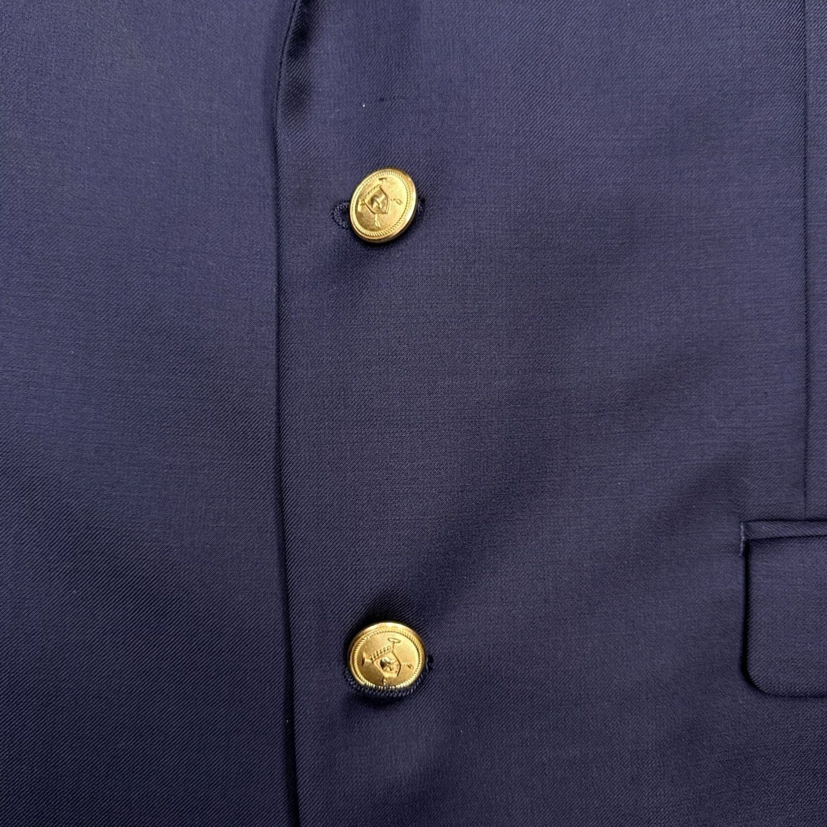 Ralph Lauren Lauren Ralph Lauren Blazer 42R Navy Wool Gold Buttons Blazer Jacket Solid Blue Mens Regular 2-Button Notch Lapel Vintage No Size 42R - 7 Thumbnail