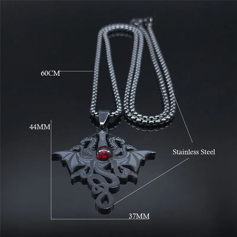 Jewelry Gothic Witchcraft Dragon Pendant Necklace Size ONE SIZE - 5 Thumbnail