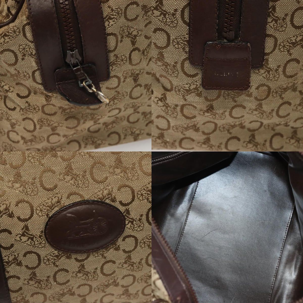 Celine CELINE C Sulky Boston Bag Canvas Brown Gold Size ONE SIZE - 11 Thumbnail
