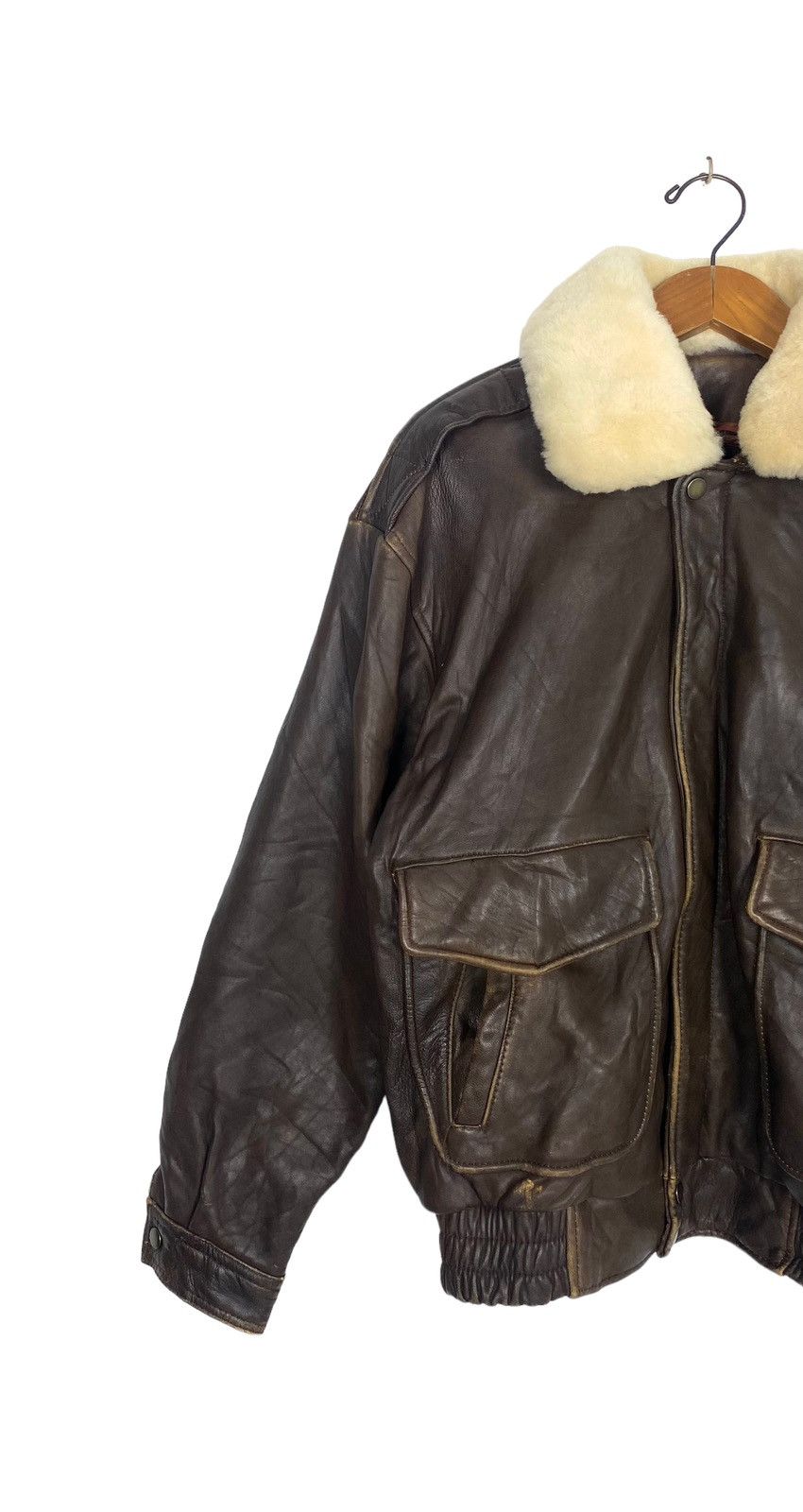 Vintage Rare‼️ Vintage Flight Jacket Sheep Leather Fur Colar Size US M / EU 48-50 / 2 - 3 Thumbnail