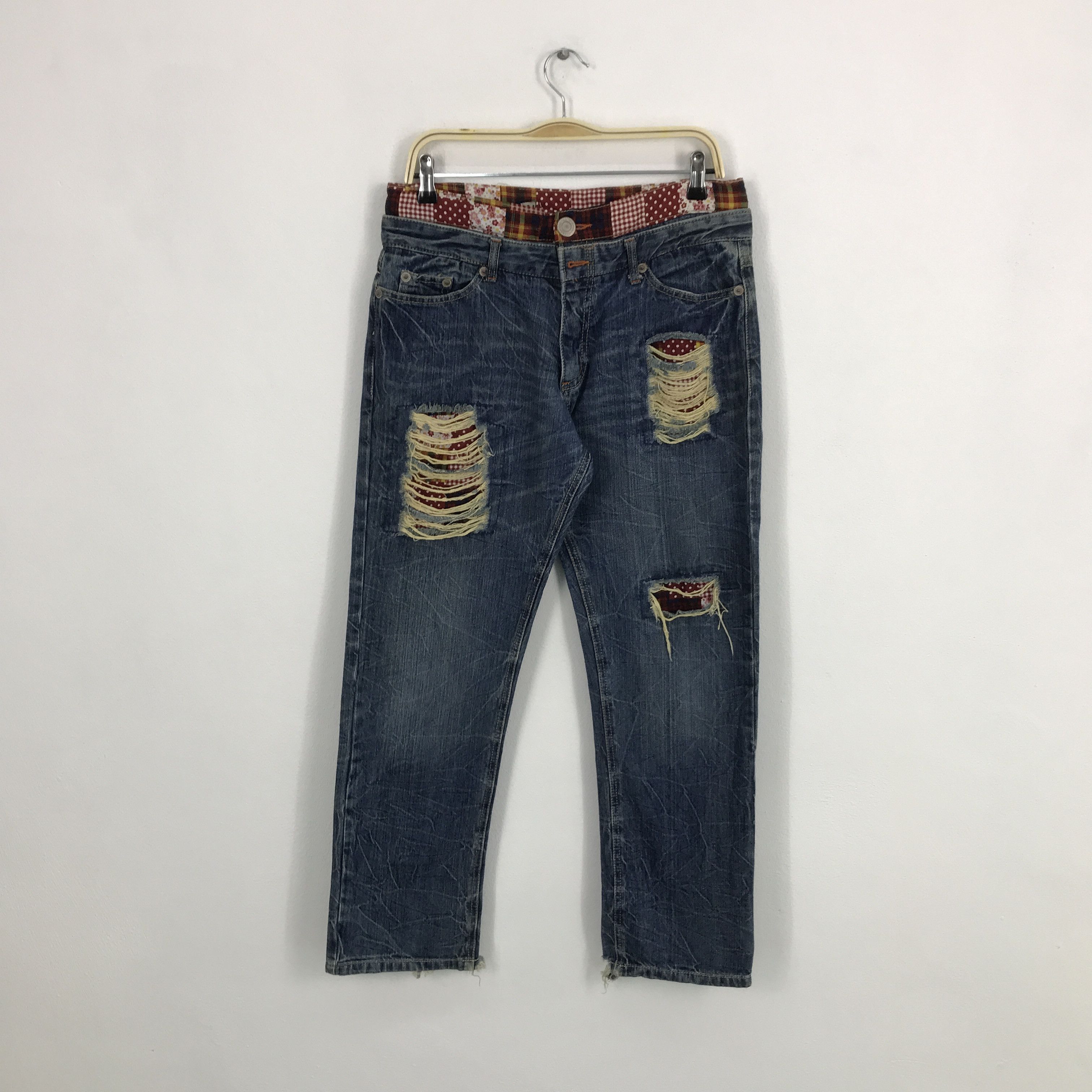Japanese Brand Double waist Japanese brand patchwork jean Size US 32 / EU 48 - 1 Thumbnail