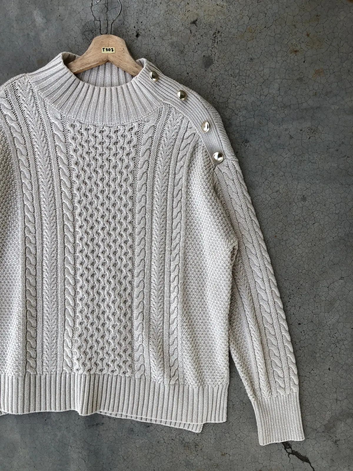 Aran Isles Knitwear GU Button Gold High Neck Knit Sweater Pullover Size US XL / EU 56 / 4 - 3 Thumbnail