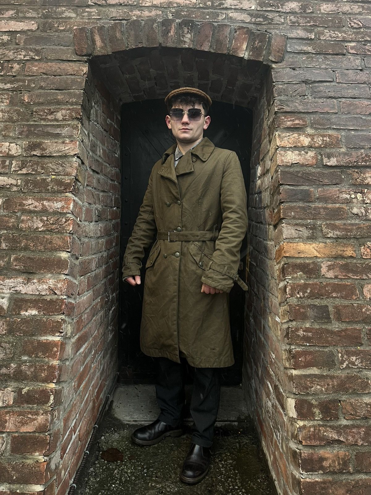 image of C P Company x Massimo Osti C.p Company Trench Coat Long Jacket Massimo Osti in Khaki (Size Small)