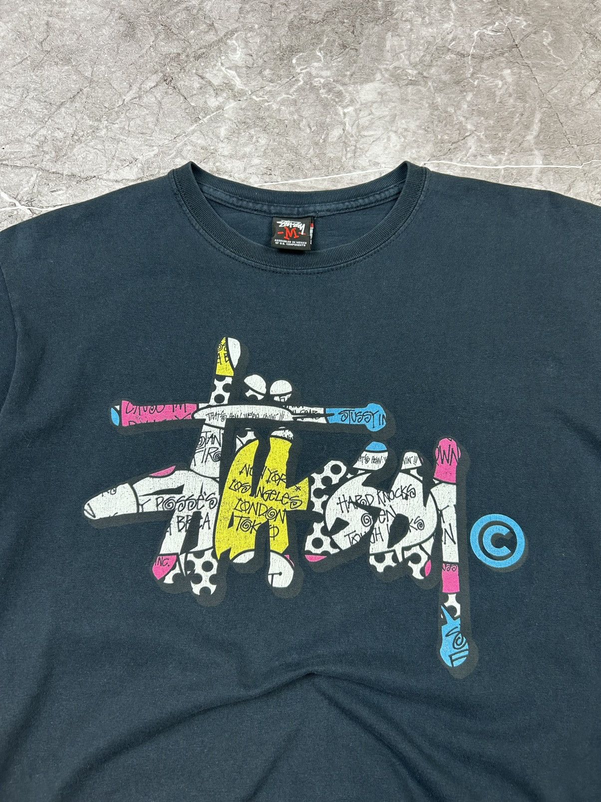 Stussy × Vintage Stussy Vintage Y2K Navy Blue Big Logo T-shirt Men's Medium Size US M / EU 48-50 / 2 - 4 Thumbnail