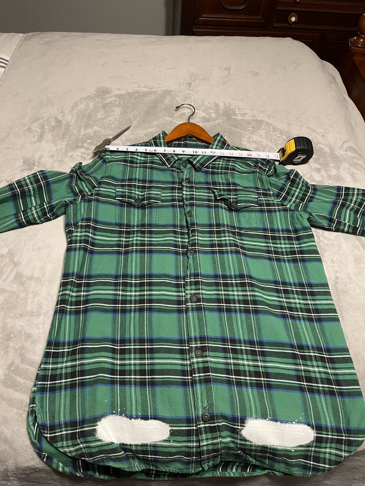 Off-White × Virgil Abloh OFF-WHITE C/O VIRGIL ABLOH GREEN PLAID SPRAY FLANNEL SIZE XL Size US XL / EU 56 / 4 - 12 Thumbnail