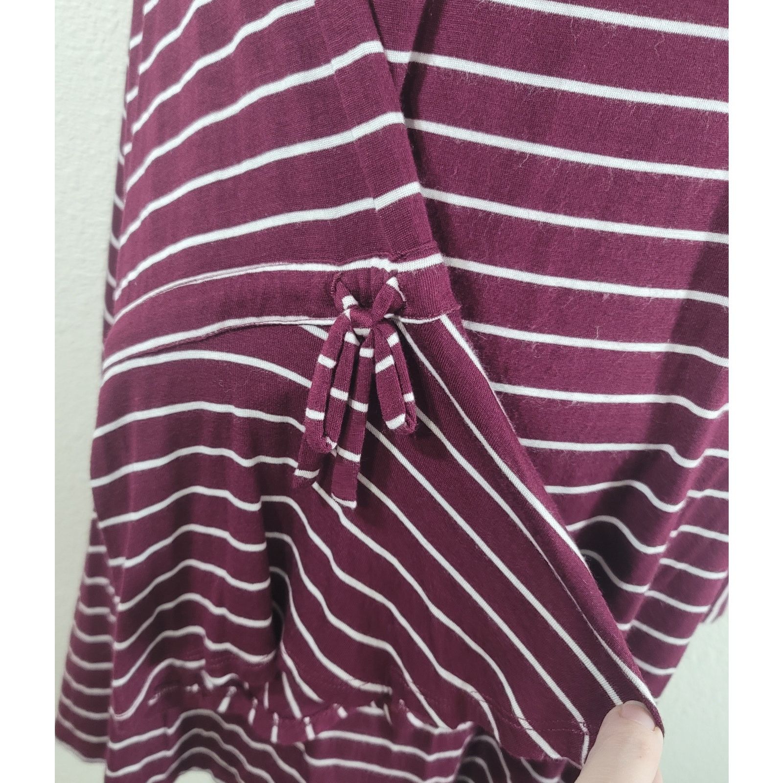 Other Westport Burgundy White Striped Bell Sleeves Top 2X Plus Size XXL / US 16-18 / IT 52-54 - 2 Thumbnail