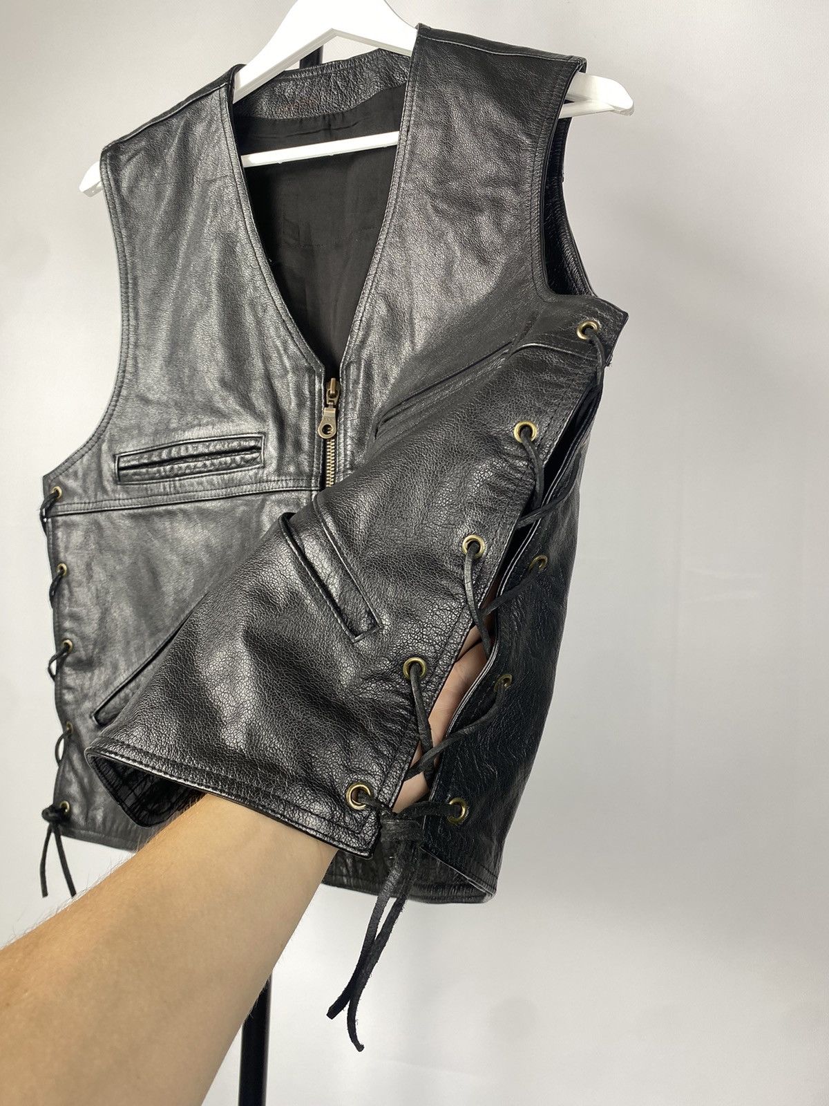 Japanese Brand Vintage ⚡️ LEATHER VEST OPIUM ROCK METAL Y2K BIKER VTG Size US M / EU 48-50 / 2 - 3 Thumbnail