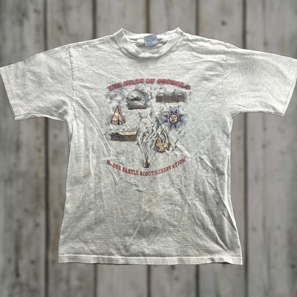 Vintage Vintage H Roe Bartle Scout Reservation T-Shirt Mens Large Gray 90s Outdoor Camp Tee Graphic Print Size US L / EU 52-54 / 3 - 1 Thumbnail