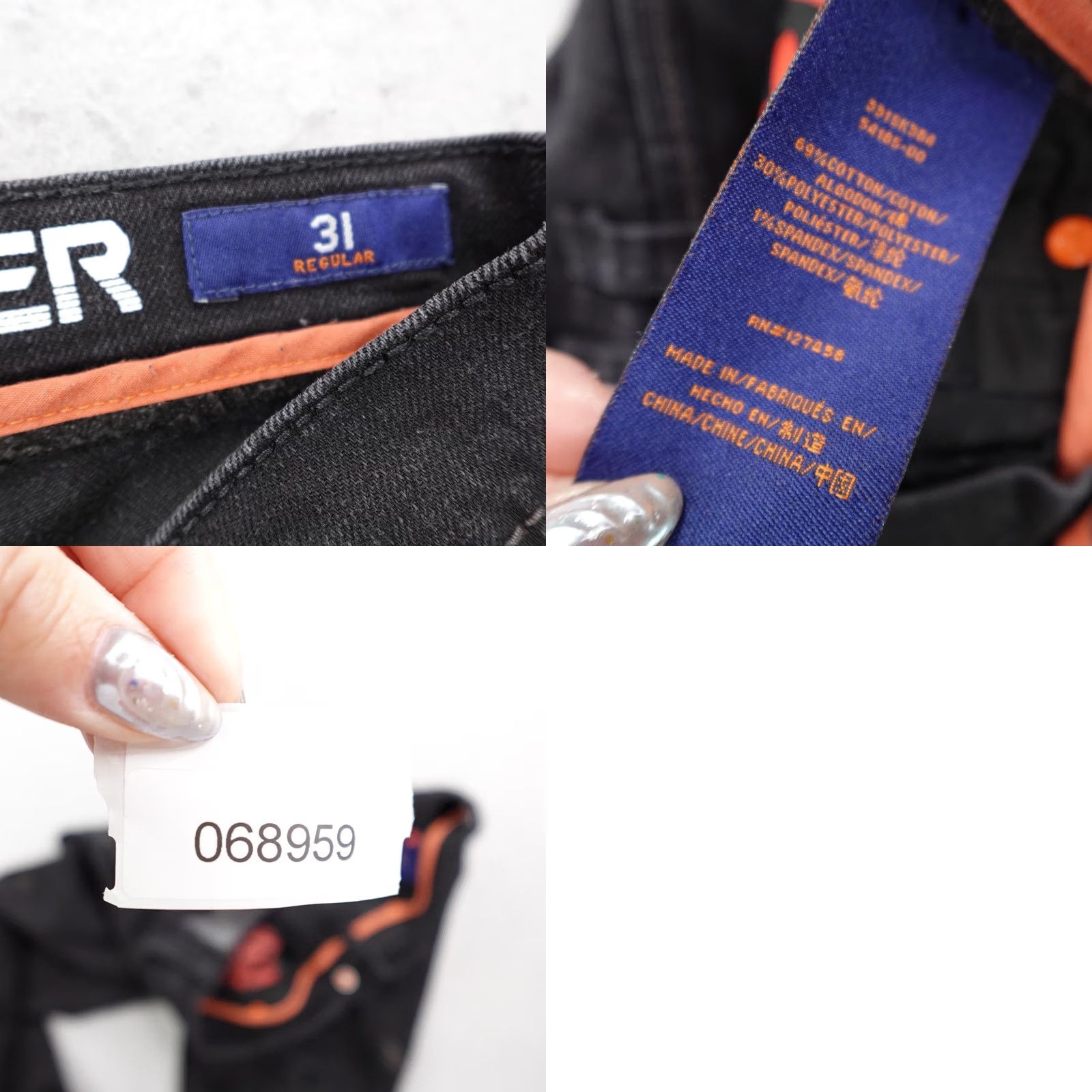 Vintage American Fighter Jeans Mens 31x30 Black Denim Straight Fit Distressed Buckle Size US 31 - 10 Thumbnail