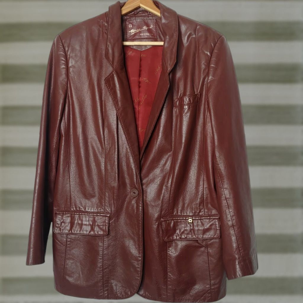 Etienne Aigner VINTAGE Etienne Aigner Blazer Women 14 Leather Size XL / US 12-14 / IT 48-50 - 1 Thumbnail
