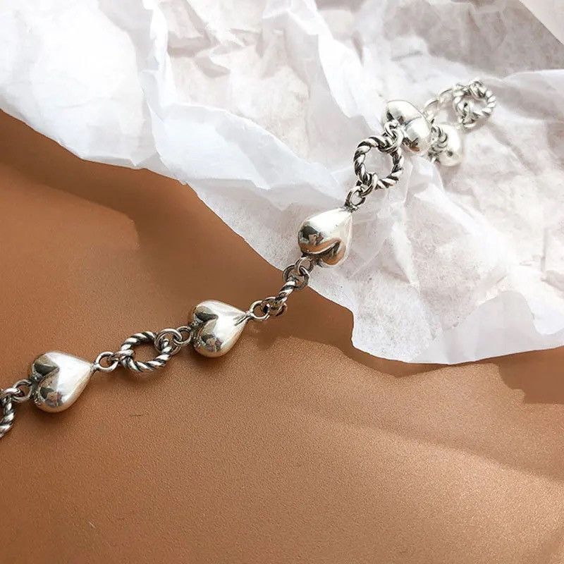 Jewelry 2Pcs Retro Stereoscopic Heart Bracelets Size ONE SIZE - 6 Thumbnail