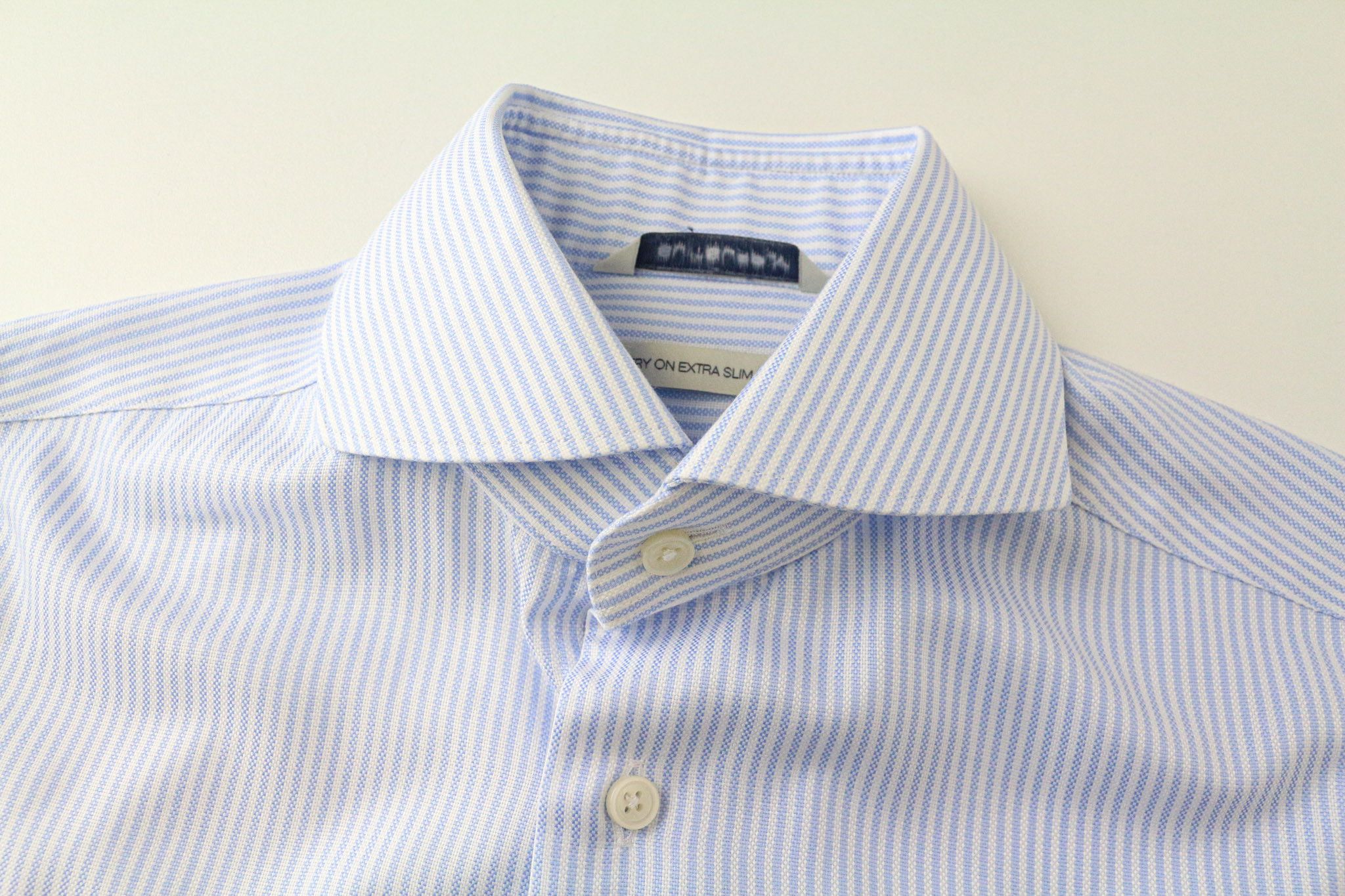 Suitsupply 35/13 1/2 Extra Slim Blue Cotton Striped Cutaway 78460 Size 36R - 3 Thumbnail