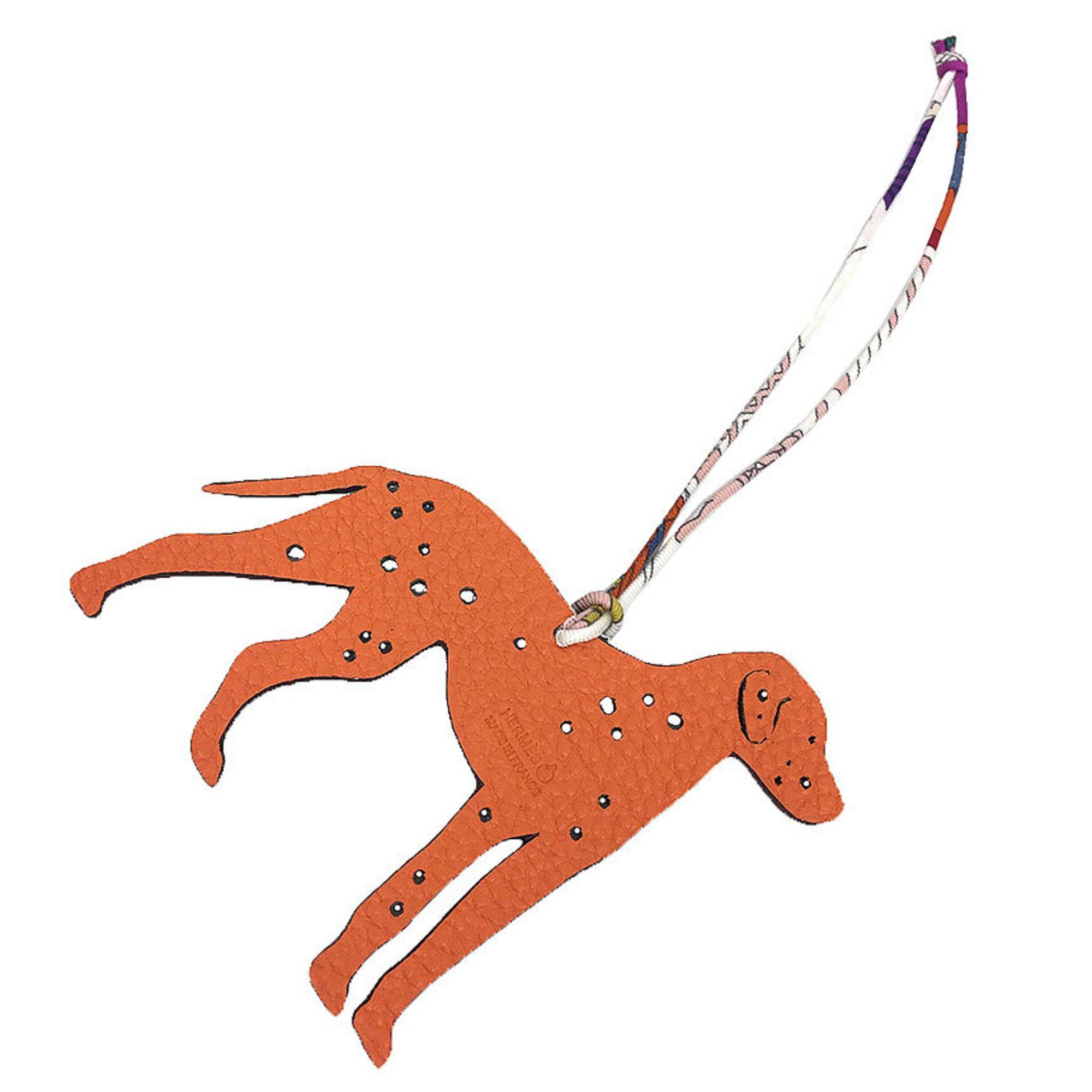 image of Hermes Charm Petit H Object Ornament Leather Dalmatian Dog H1065978-01 Epson/togo Orange/black Pres