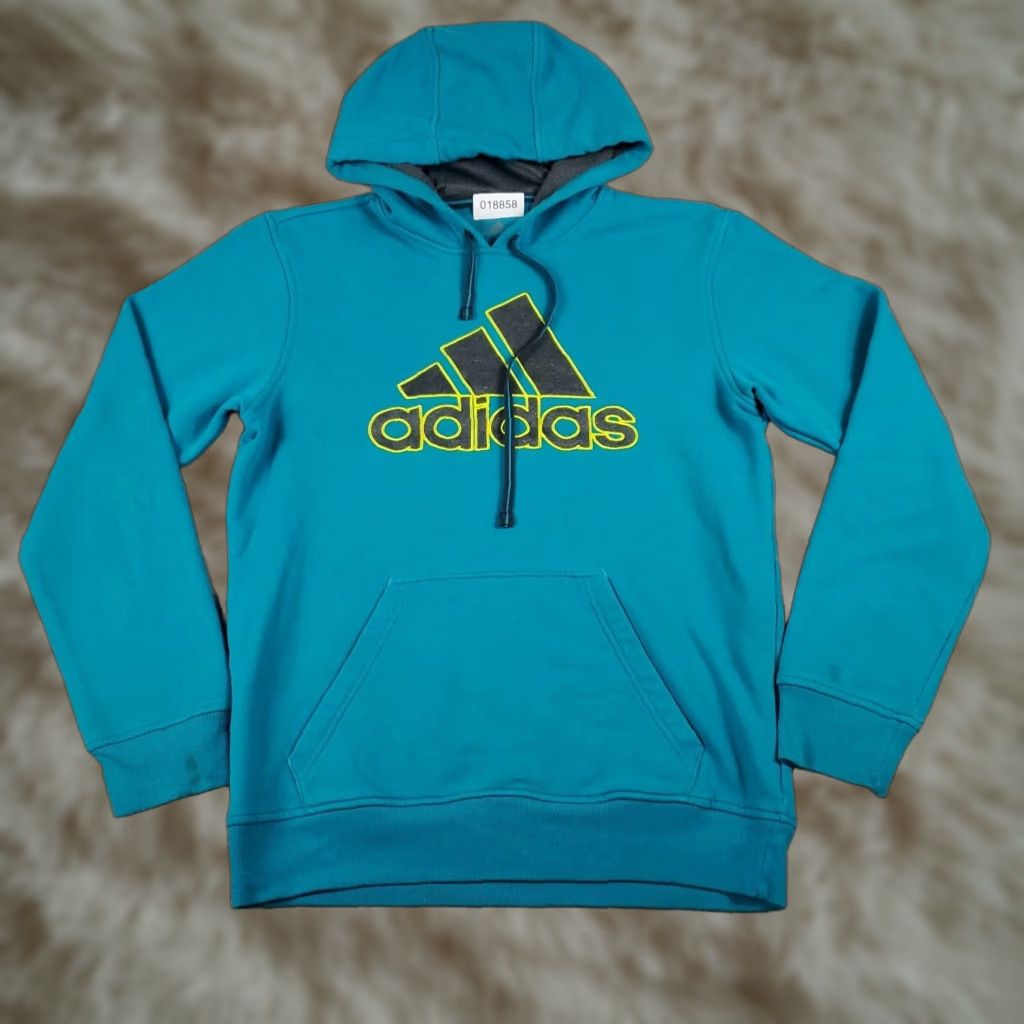 Adidas Adidas Hoodie Mens Small Blue Logo Casual Pullover Sweatshirt - Stained, Fleece, Long Sleeve, Adjustable Size US S / EU 44-46 / 1 - 1 Thumbnail