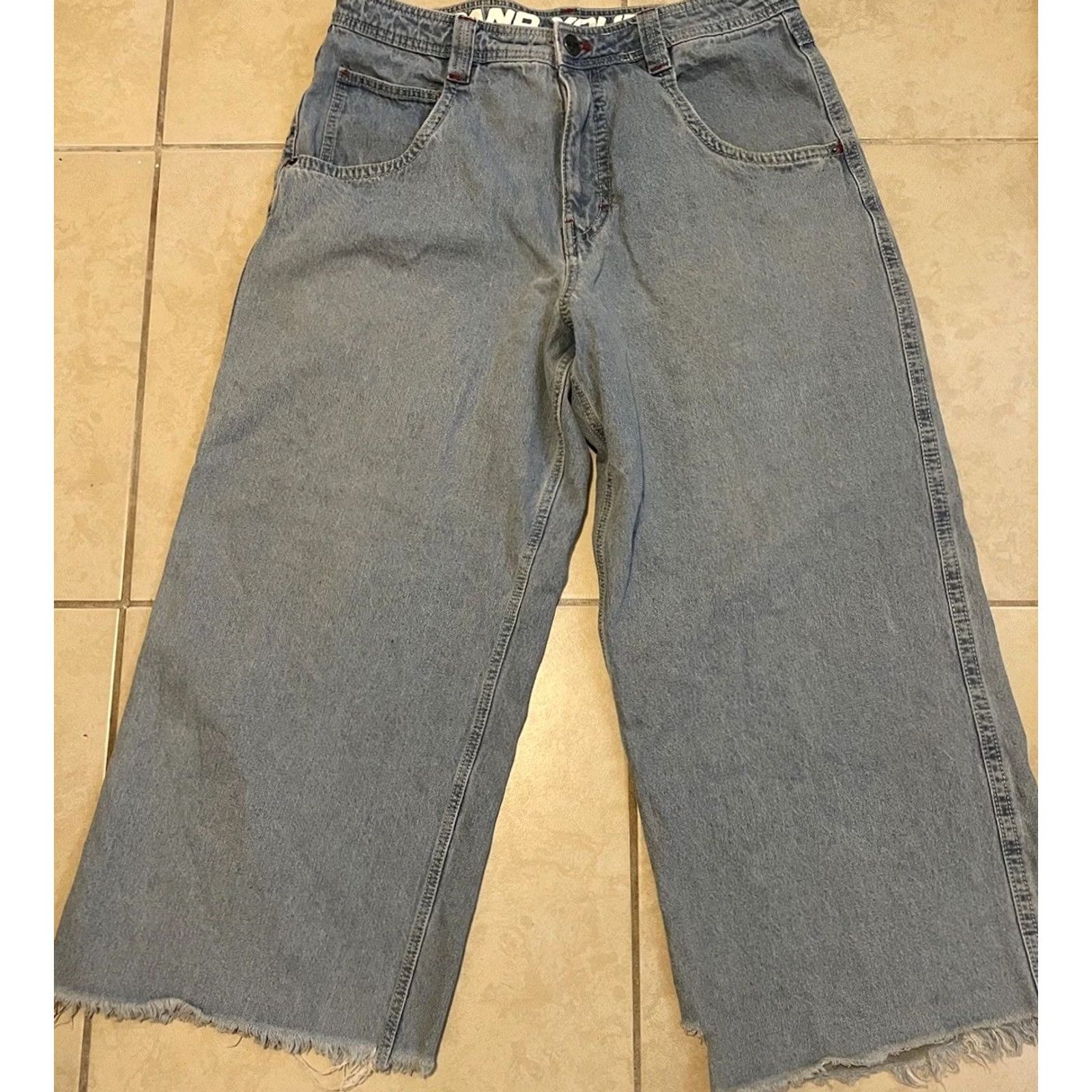 Vintage ALAB Distress Baggy Jeans 36 Sk es Rave Grunge Punk Vintage 90s Y2K Jnco Interstate Jeans Men Blue Wide-Leg Distressed 36 Mens Size US 36 / EU 52 - 2 Thumbnail