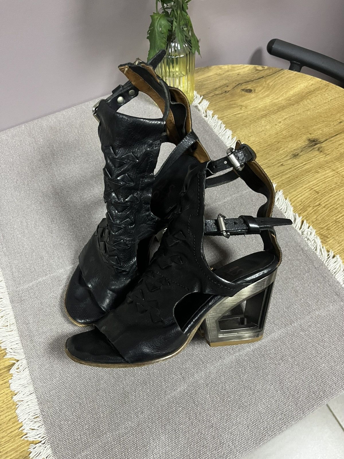 A.S.98 RARE Leather A.S 98 Avant Garde Bikkembergs Style Metal Heel Size US 7 / IT 37 - 1 Thumbnail