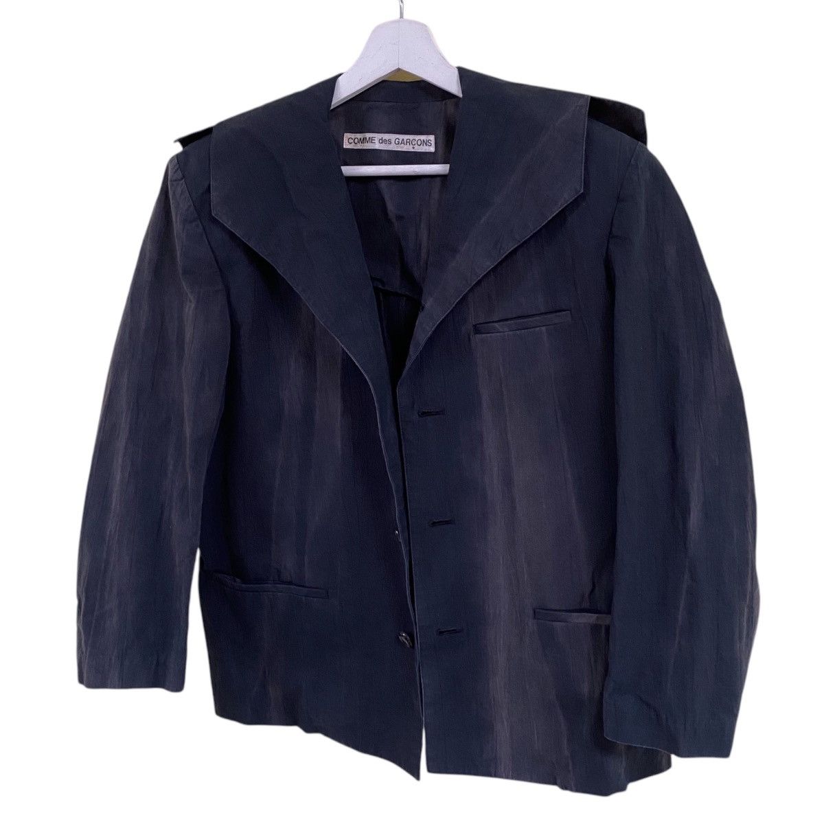 💥80s COMME DES GARÇONS WOOL JACKET COAT FADED DESIGN