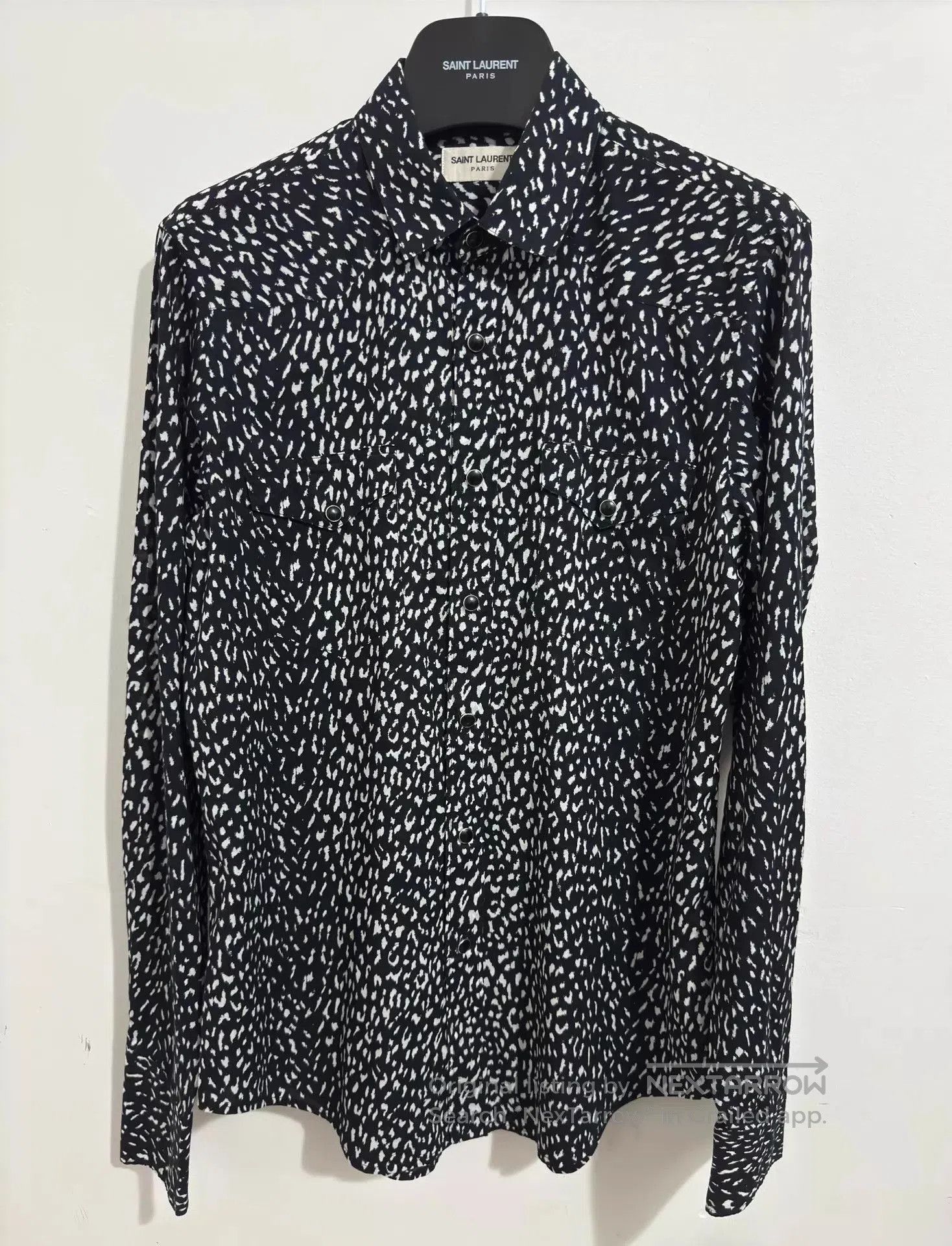 Saint Laurent Paris Black Patterned Long Sleeve Button. Size US S / EU 44-46 / 1 - 1 Thumbnail