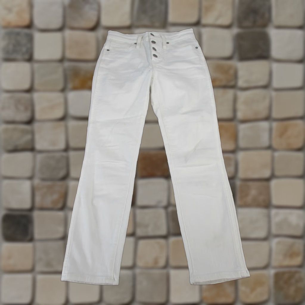 Madewell Madewell Jeans Womens 25 Petite White Denim Button Fly Skinny Crop Mens? Size 42" / US 20 - 1 Thumbnail