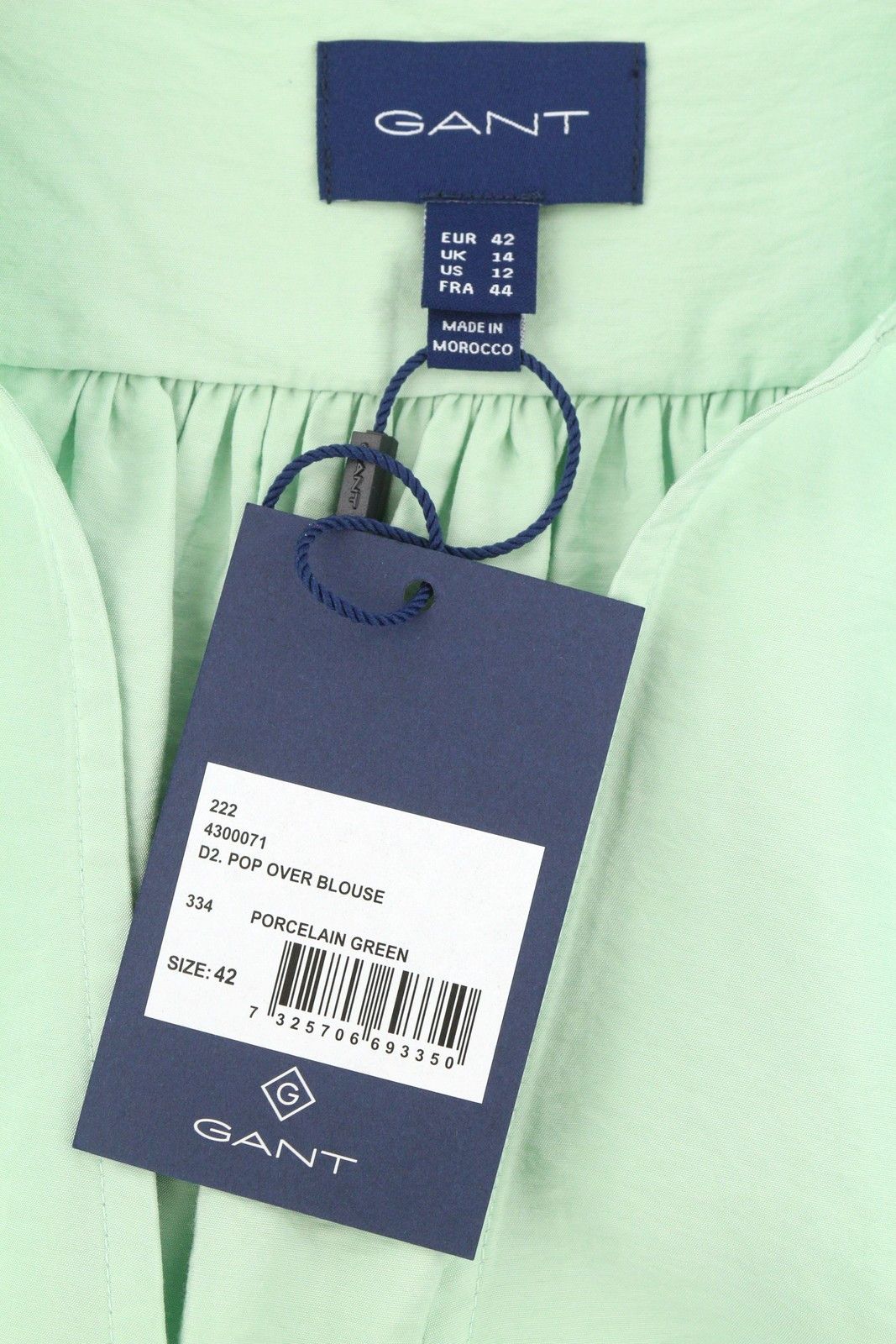 Gant POP OVER EU42 Porcelain Green V-Neck Blouse 87536 Size XL / US 12-14 / IT 48-50 - 6 Thumbnail