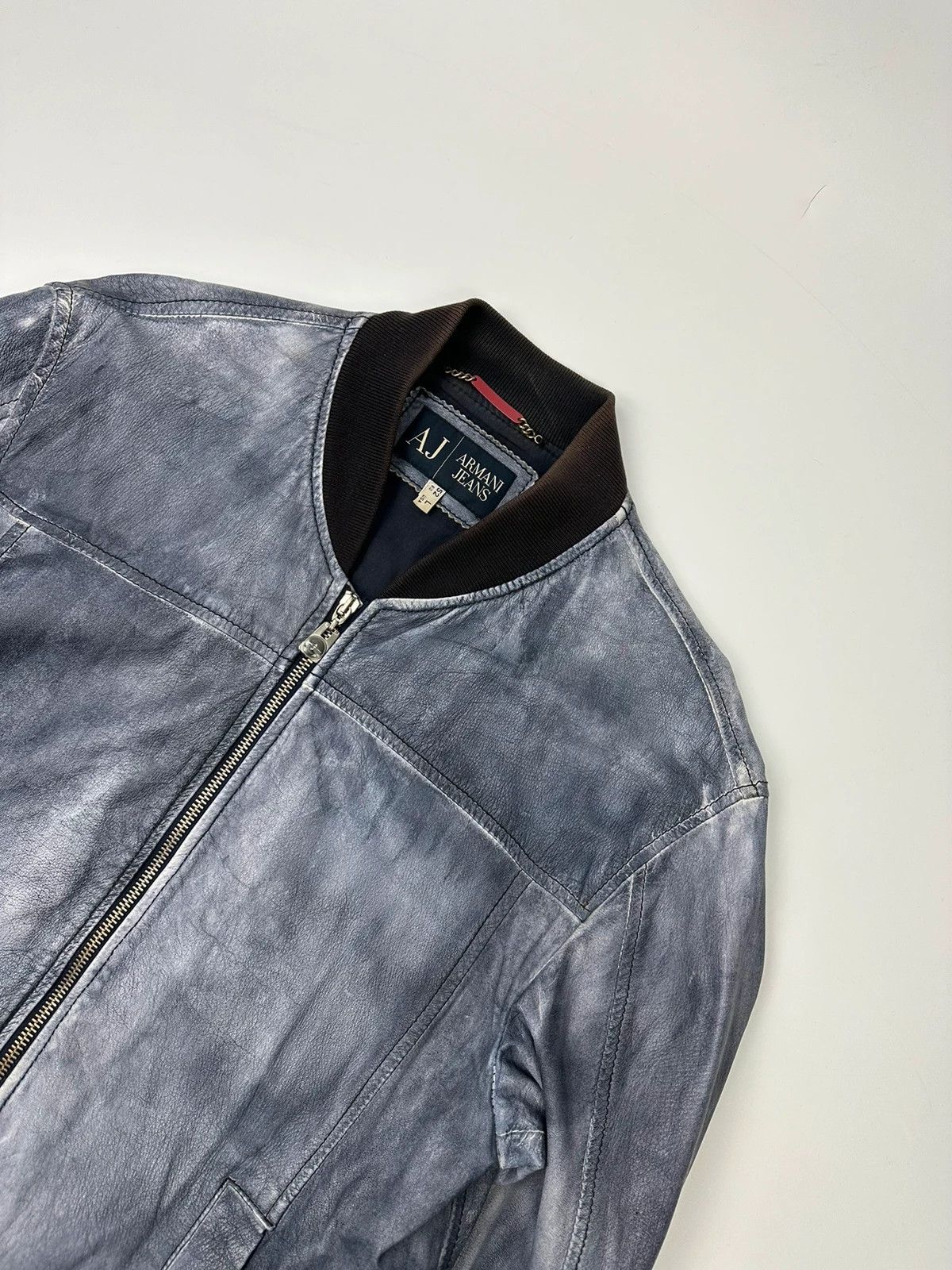 Armani Armani Jeans 00´s Eroded Purple Leather Jacket Bomber Size US L / EU 52-54 / 3 - 2 Thumbnail