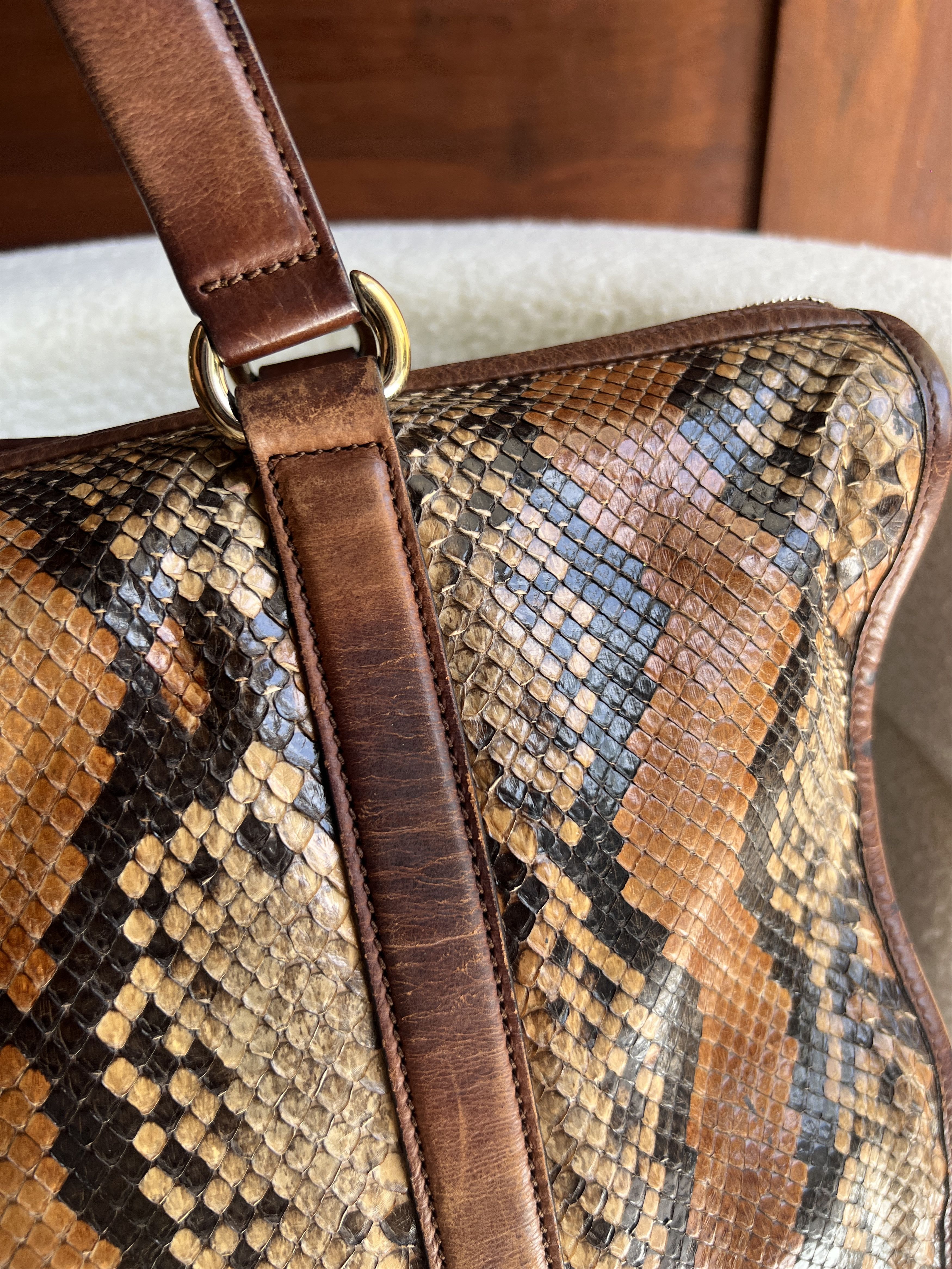 Gucci Rare Gucci Brown Python Leather Large Tote Bag Size ONE SIZE - 3 Thumbnail