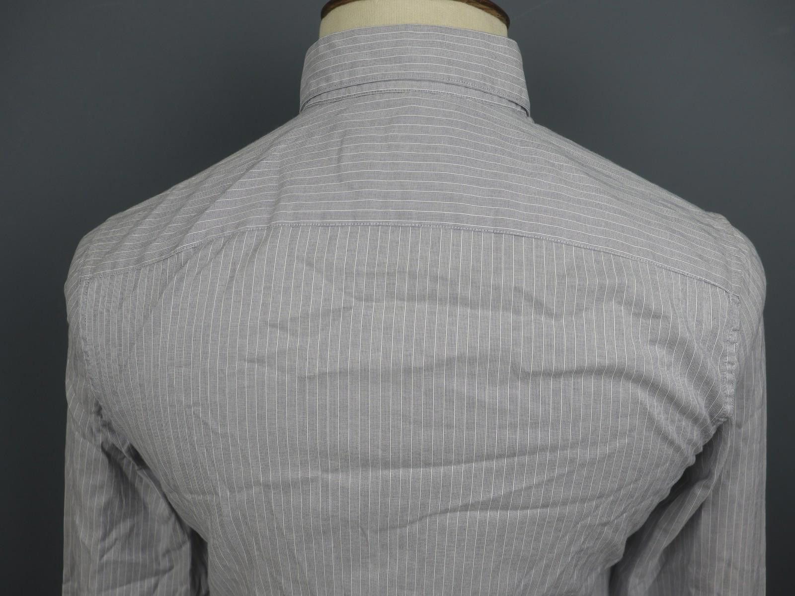 Lacoste Lacoste Gray Pinstriped Cotton Collared Button-Down Shirt Size US M / EU 48-50 / 2 - 11 Thumbnail