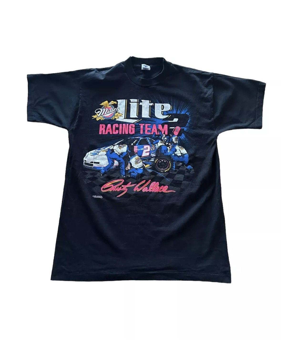 NASCAR × Vintage Vintage 90s Rusty Wallace Miller Lite Racing Team NASCAR Tee Size US XL / EU 56 / 4 - 1 Thumbnail