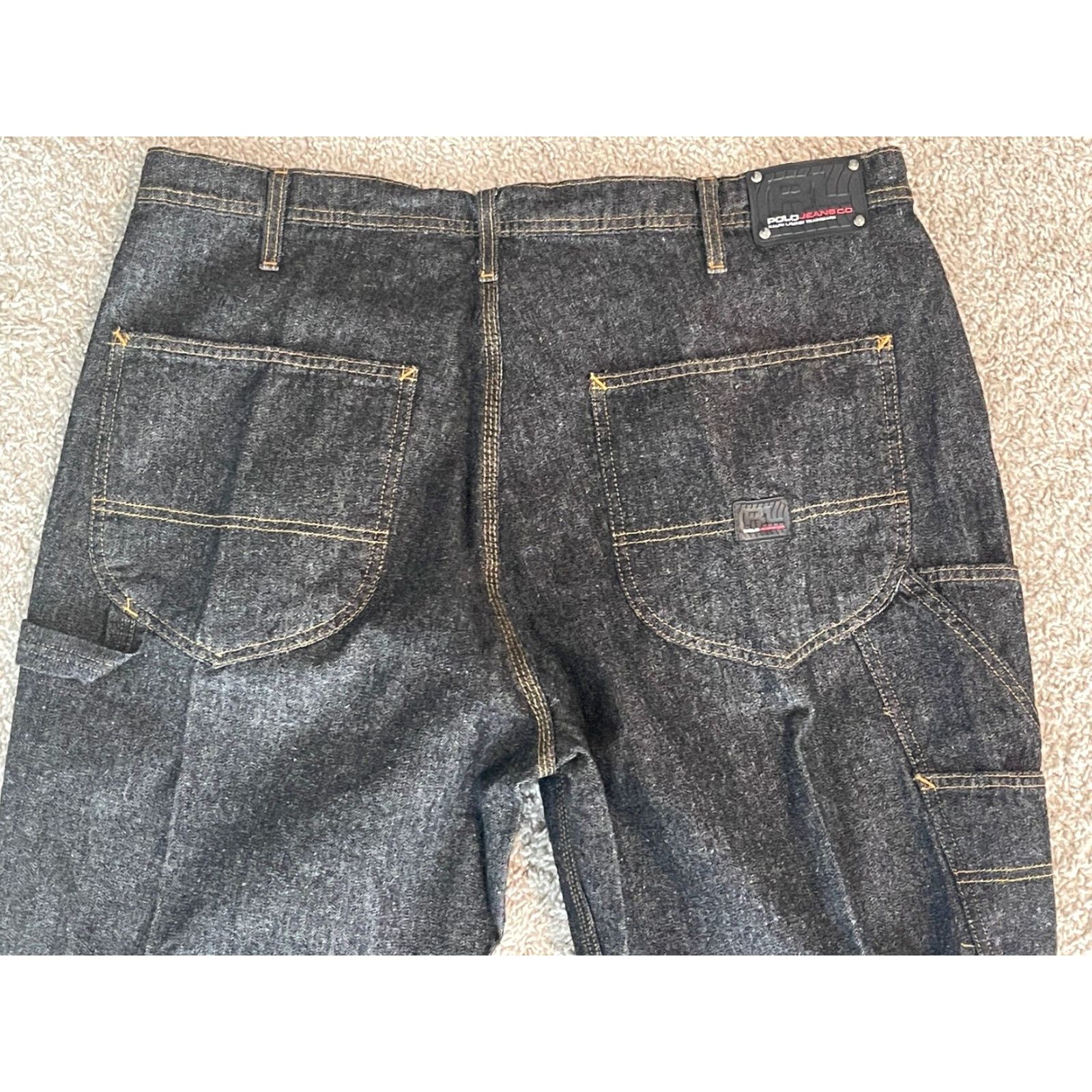 Polo Ralph Lauren VINTAGE Polo Ralph Lauren Jeans Co Classic Carpenter Pants Black 40x31.5 Mens Regular Denim Cotton Zip Snap Logo Pockets Straight Hip Hop Retro Size US L / EU 52-54 / 3 - 4 Thumbnail