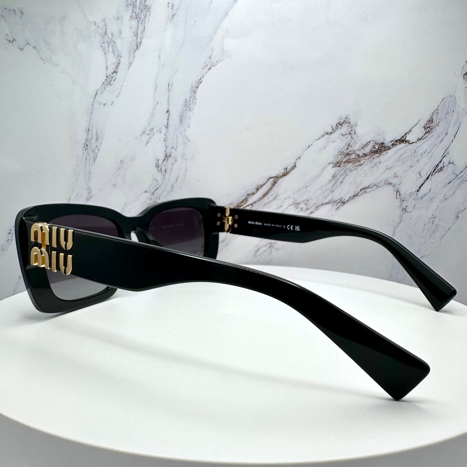 Miu Miu New MIU MIU Sunglasses Black Gold Metal Logo Authentic Size ONE SIZE - 11 Thumbnail